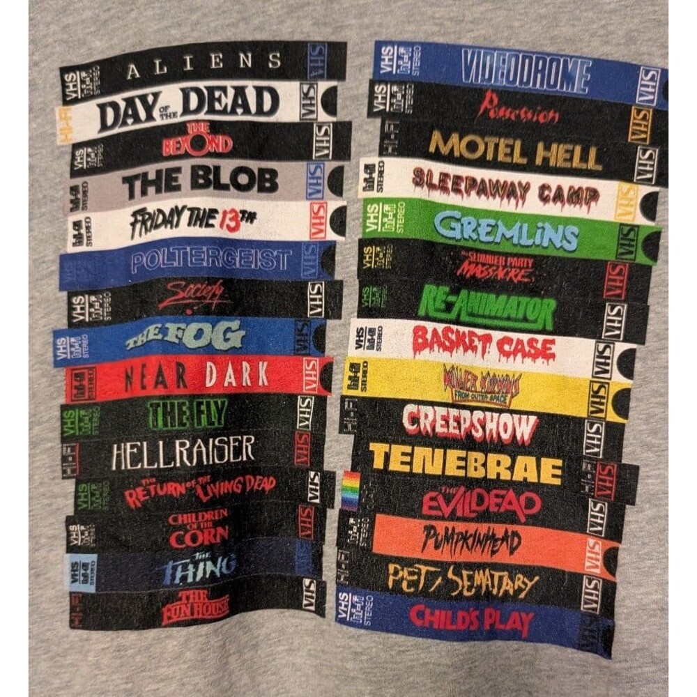 Halloween Horror Movie Vintage VHS Stack Graphic T-shirt